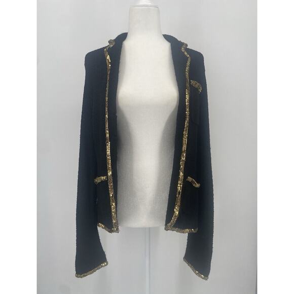 Ralph Lauren Purple Label Runway Blazer Gold Beaded Silk Knit Evening Jacket L - Picture 11 of 16